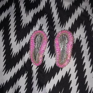 Handmade  n crafted beaded angel wings earrings